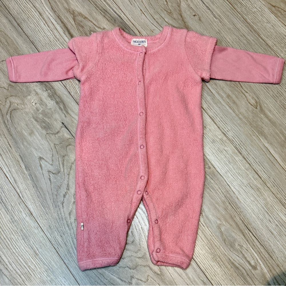 PaigeLauren Baby Pink Sherpa Fleece Long Sleeve Snap‎ Footless Romper 3-6 Months